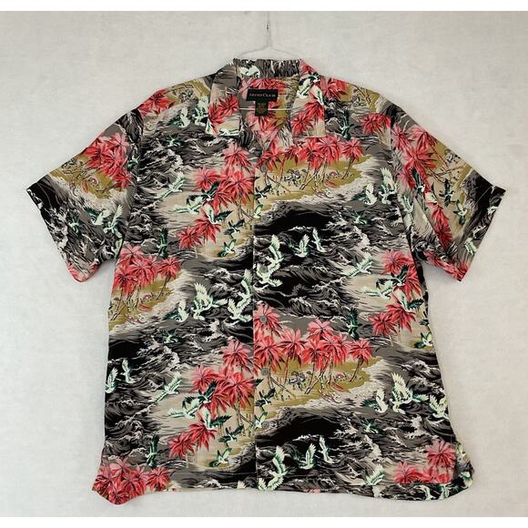 Izod Other - IZOD Club Shirt Men’s Large Hawaiian Floral Short Sleeve Collar Button Up Rayon